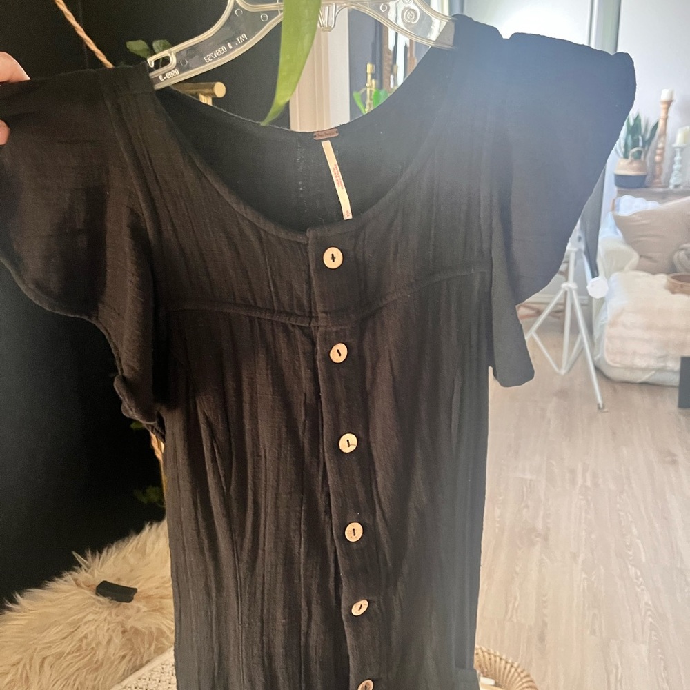 SALE!! Free People Black Ruffle Sleeve Jumpsuit - Picture 3 of 8